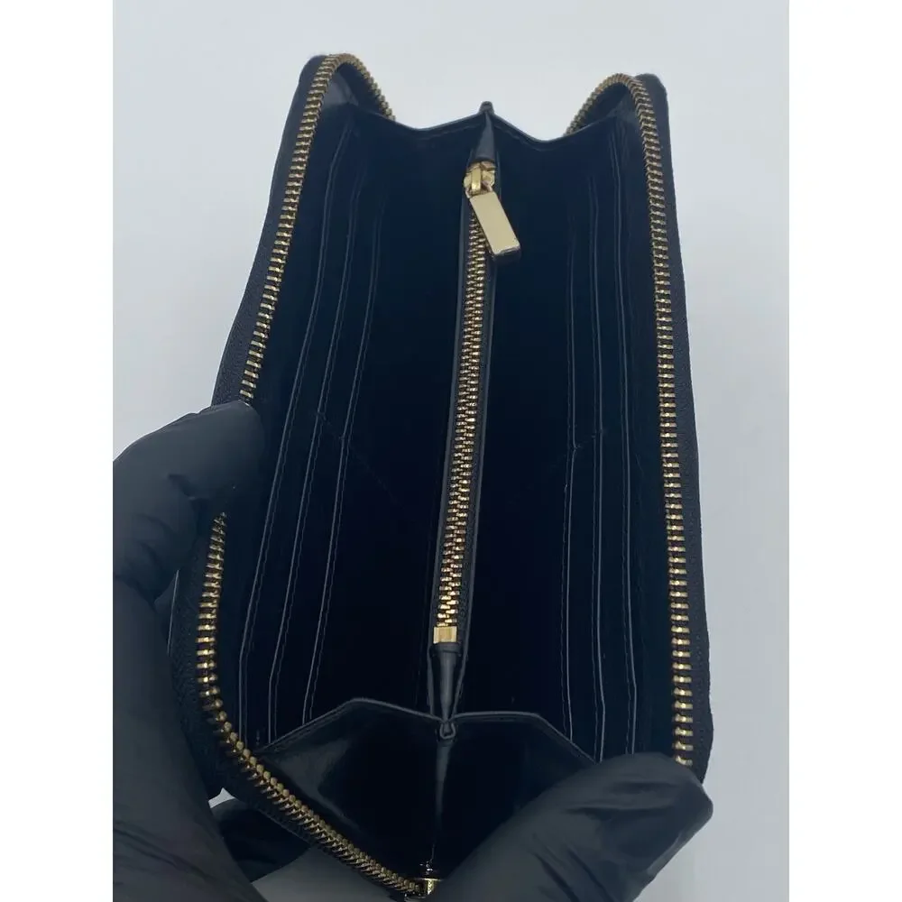 TORY BURCH Black Saffiano Leather Robinson Continental Zip Around Wallet